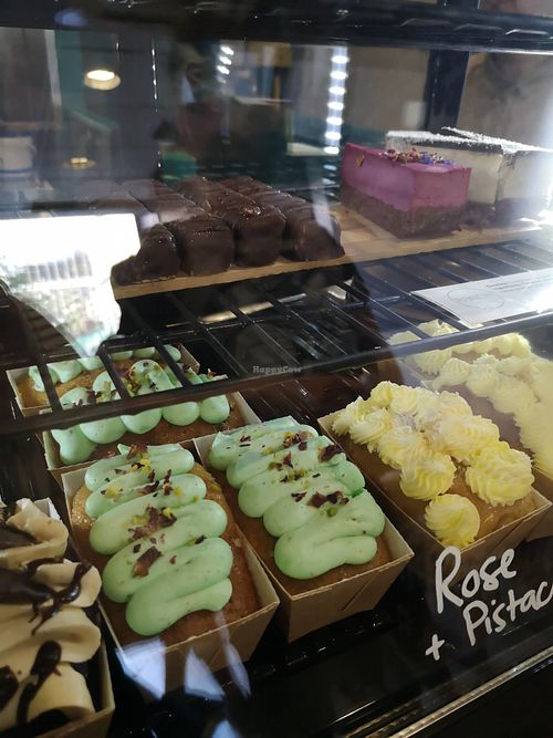 Selection of cakes, cheesecakes and homemade twix bars  at The Glasvegan in Glasgow