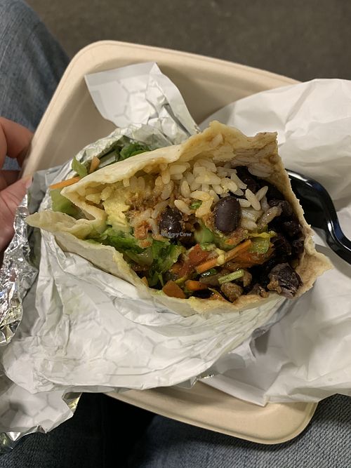 Burrito with impossible meat at MDW - DeColores in Chicago