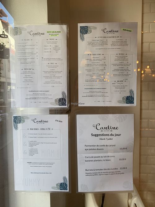 All menu  at La Cantine in Biarritz