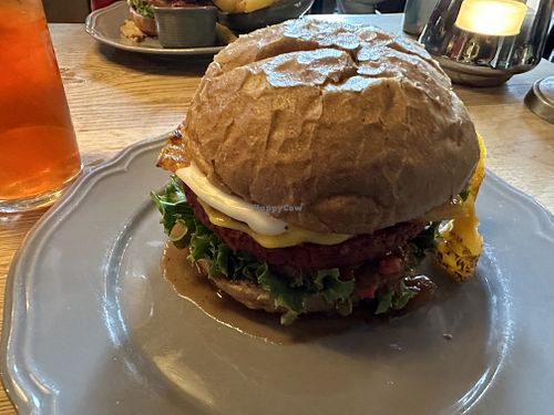 Beetroot patty Berlin burger   at Halifax Burgers in Hilleroed