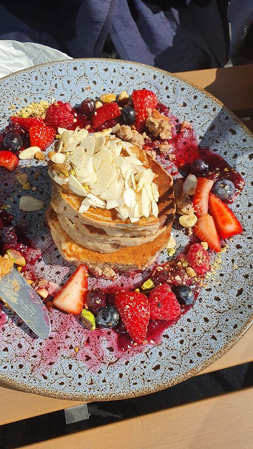 Buckwheat pancakes. at The Farmer's Wife in Port Fairy