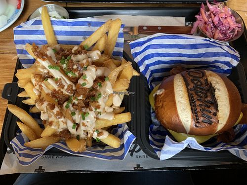 ‘Bacon cheeseburger’ and bacon fries at The Dolphin Inn in Shrewsbury