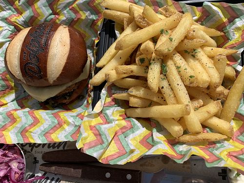 Olive burger chips and coleslaw with garlic mayo at The Dolphin Inn in Shrewsbury