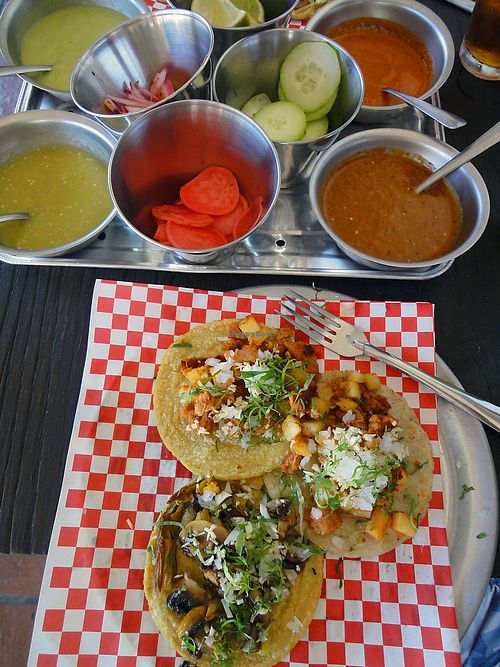 Soy chorizo & potato. Mushroom & pumpkin flower.   at Nixma in Puerto Vallarta