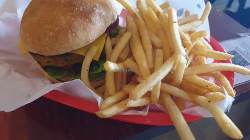 Vegan veg burger at Major Tom's in Kyneton