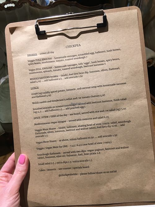 Menu August 2018 at Chickpea in Liverpool