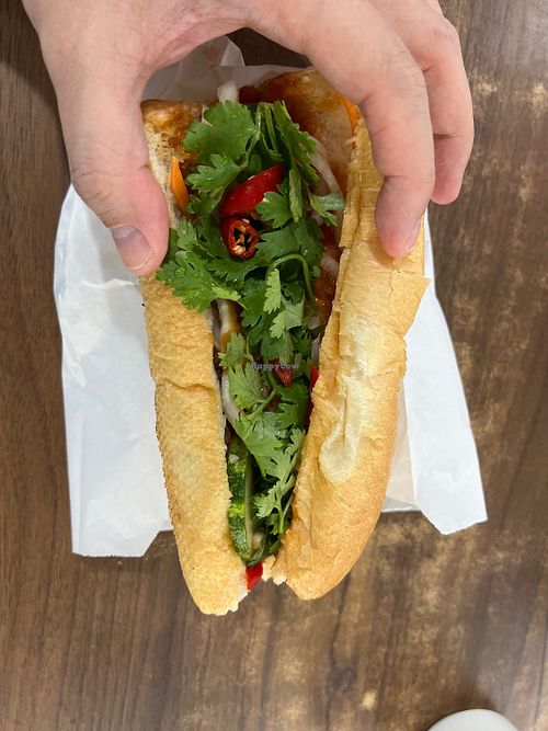$5.50  vegan joy baugette  at Boon Pisang Goreng in Central Singapore