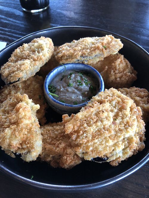 Nasu Tempura - Japanese eggplant served with vegan charred scallion aioli at Blue Sushi Sake Grill in Indianapolis
