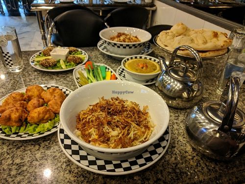 Vegan spread at Shishah Nasir Al-Masri in Bangkok
