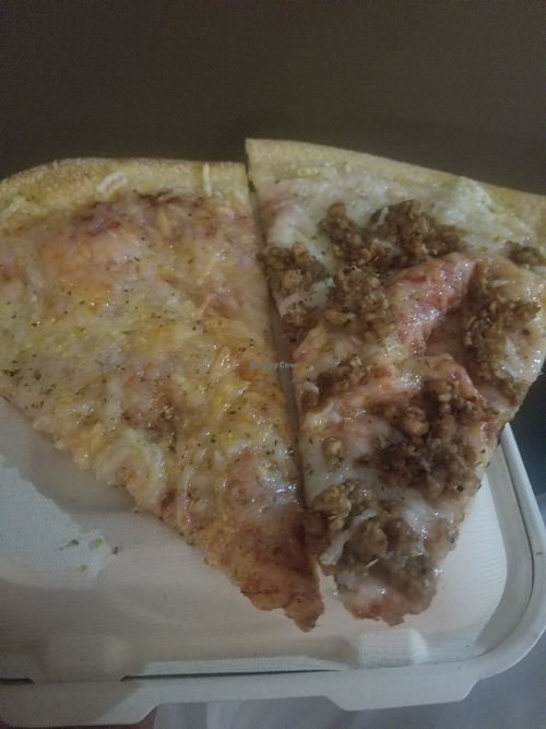 Vegan cheese and vegan sausage at Pi Pizzeria - Downtown in St Louis