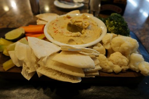 Hummus plate at Bolsi in Asuncion