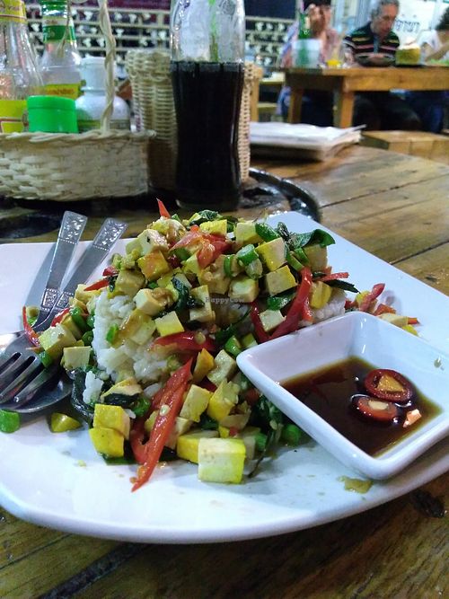 Tofu and basil at Burinda in Ayutthaya