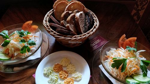 salad and bread. part of set lunch at The IDIOT in St Petersburg