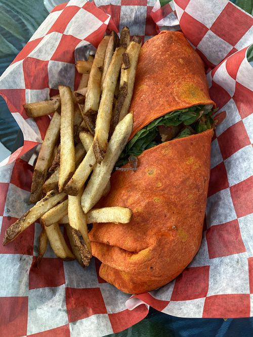 Vegan Buffalo Chick’n Wrap at Sol Island Bar and Grill in Athens
