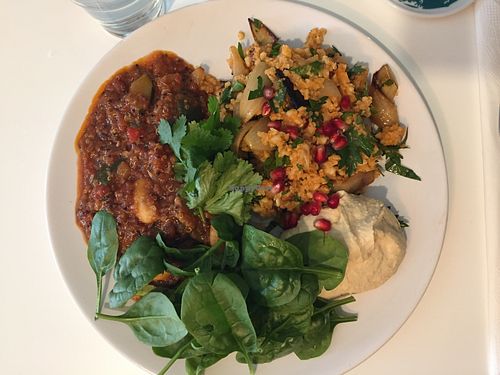 Cous cous and hummus  at Yoga Bar in Lund