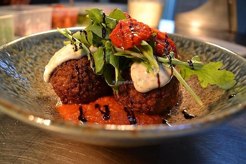 Mushroom arancini at The Hairy Giraffe Cafe in Huonville