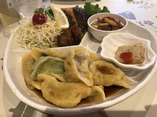 Gyoza Lunch Set at Aina Cafe in Osaka