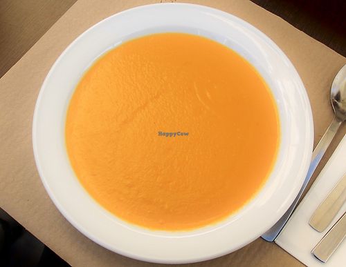 pumpkin soup as 2nd course of 11 euro menu del dia. at Canadu in Malaga