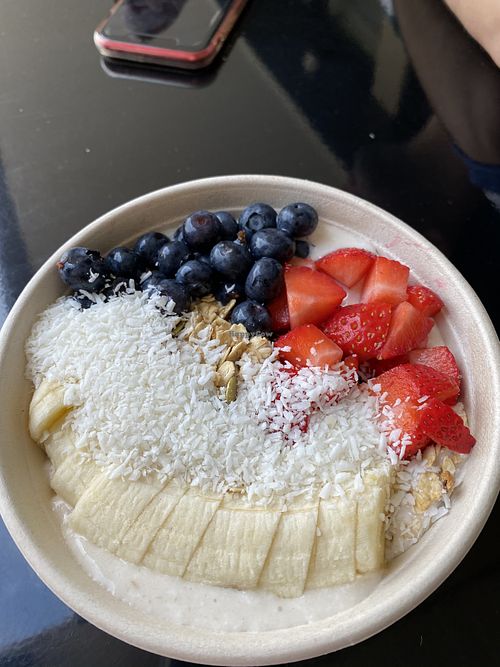 Coconut bowl! So good  at Fresh Press Juice Co in Bernardsville