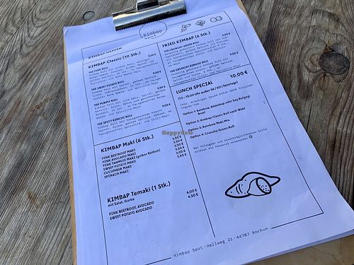 menu at Kimbap Spot in Bochum