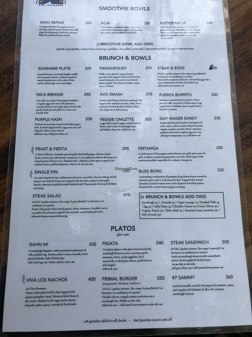 menu (4/2025)  at Ding Repair Cafe in San Juan Del Sur