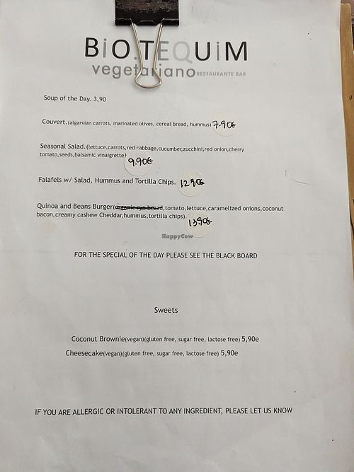Menu at Bio.Tequim Vegetariano Restaurante in Tavira
