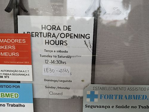 Hours (Oct 2023) at Bio.Tequim Vegetariano Restaurante in Tavira