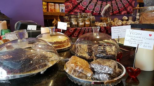 vegan cakes at Earth's Bounty in Bolton