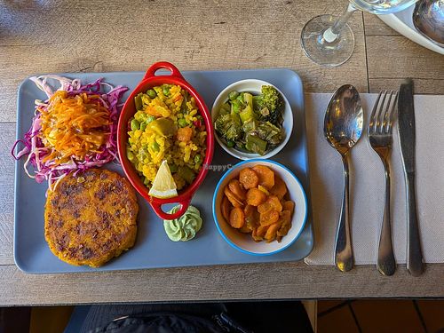 The gluten free/ vegan plate, love! at El Vegetariano de la Alcazabilla in Malaga