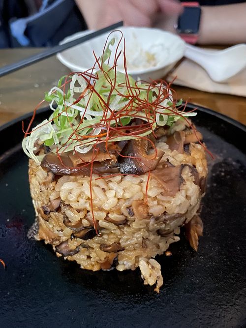 Sizzling fried shiitake quinoa rice    at O'Uchi in Sydney