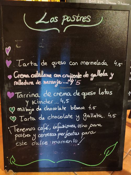 Dessert menu at La Voladora in Alicante