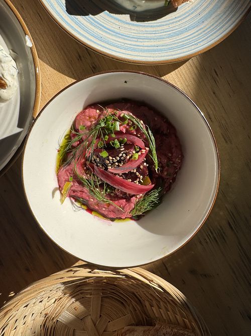 Beet hummuss  at Les Bols d'Antoine in Paris