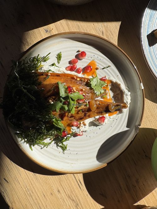 Roasted carrot with deep fried carrot greens  at Les Bols d'Antoine in Paris