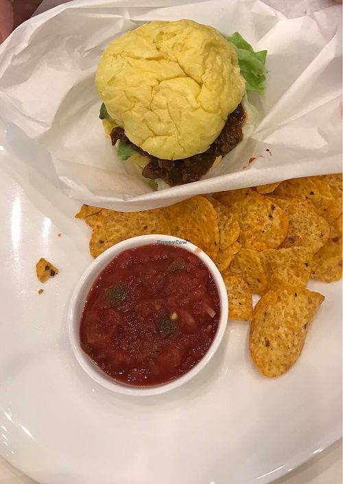 Curry burger - it really is curry in a bun! at Fabius Cafe in Tokyo