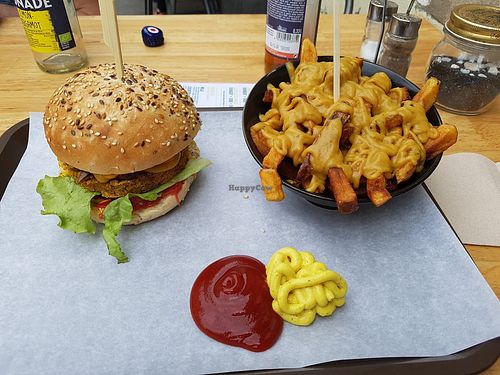Wild burger with fries and cheese at The Wild Note in Bordeaux