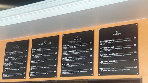 The menu at Chido Mexican Grill in Aalborg