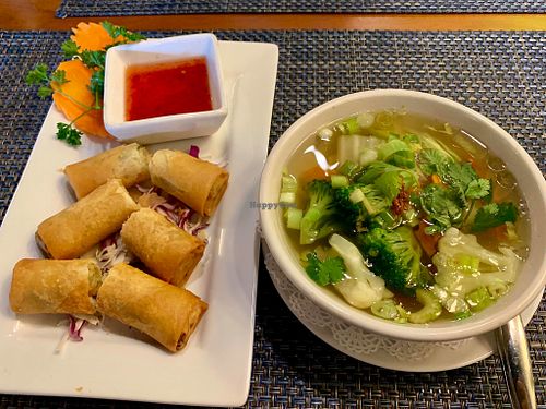 Spring Roll and Thai Vegetable Soup at Blue Orchid in Jacksonville