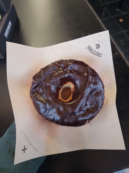 chocolate glazed vegan donut at Crosstown Doughnuts - Piccadilly in London