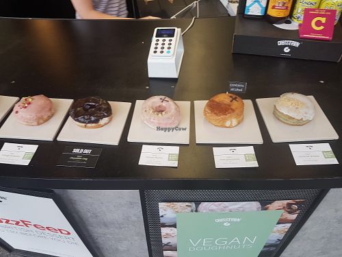 vegan donuts clearly marked at Crosstown Doughnuts - Piccadilly in London