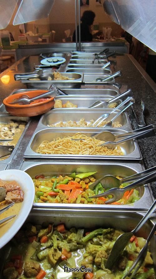 The hot and cold buffet. at Loving Hut in Malaga