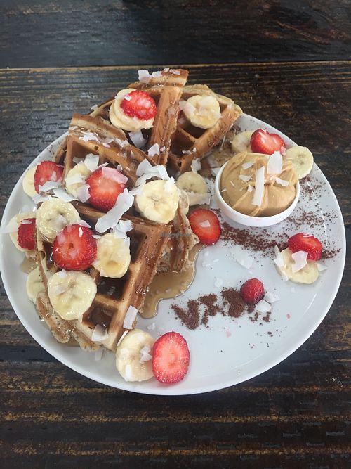 Vegan waffles at Vida Surf Shop Cafe in Bondi Beach
