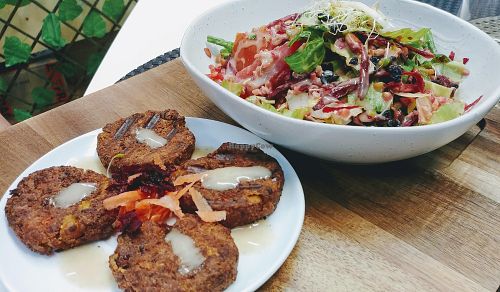 Falafels with freekah salad   at Back2Nature Vegan Cafe in Brighton