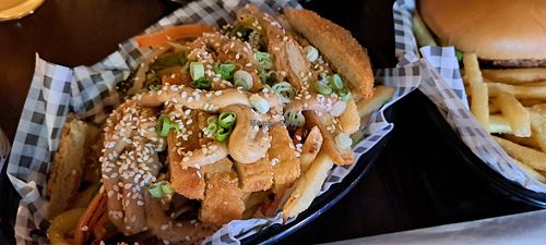 Salt & chilli chips with added vegan chicken at Drury Street Bar & Kitchen in Glasgow