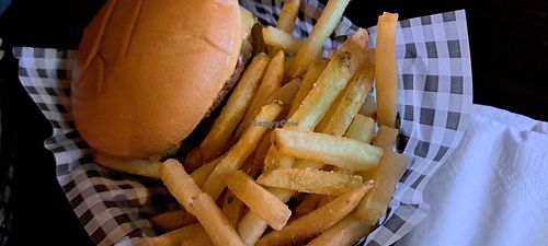 Vegan burger and chips at Drury Street Bar & Kitchen in Glasgow