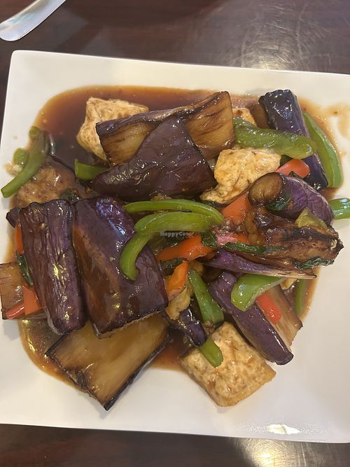 Eggplant basil tofu   at Noble Vegetarian in Sacramento