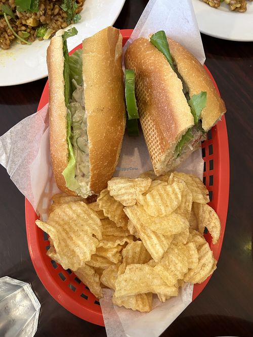 Tuna sandwich - more like a crab salad sandwich   at Noble Vegetarian in Sacramento