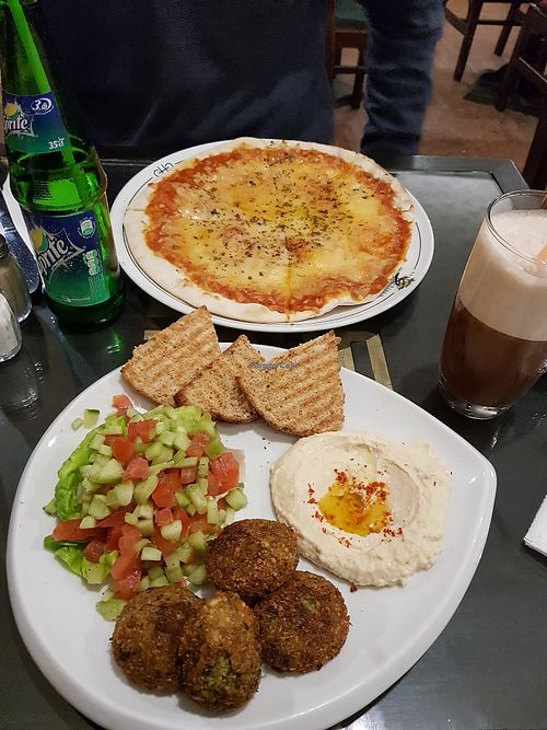 Had the Falafel-salad and the Pizza Margarita at Cinema Cafe in Fes