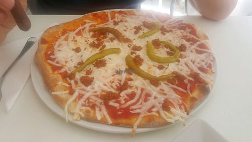 'Peperoni' pizza at Veganeria in Budapest