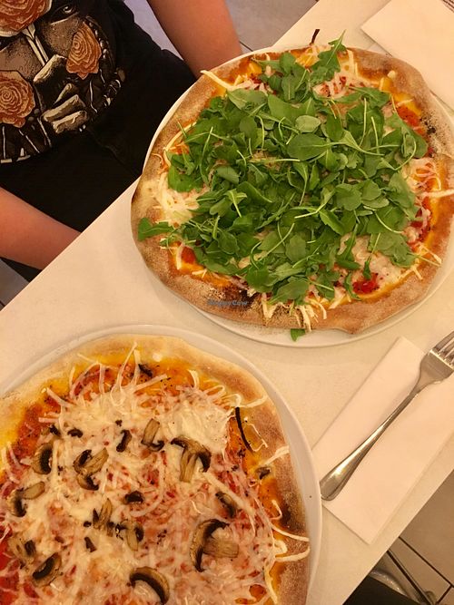 Mushroom and Ruccola pizza at Veganeria in Budapest