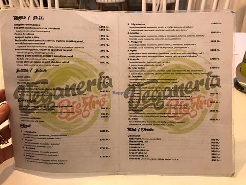 Menu page 2 and 3 at Veganeria in Budapest